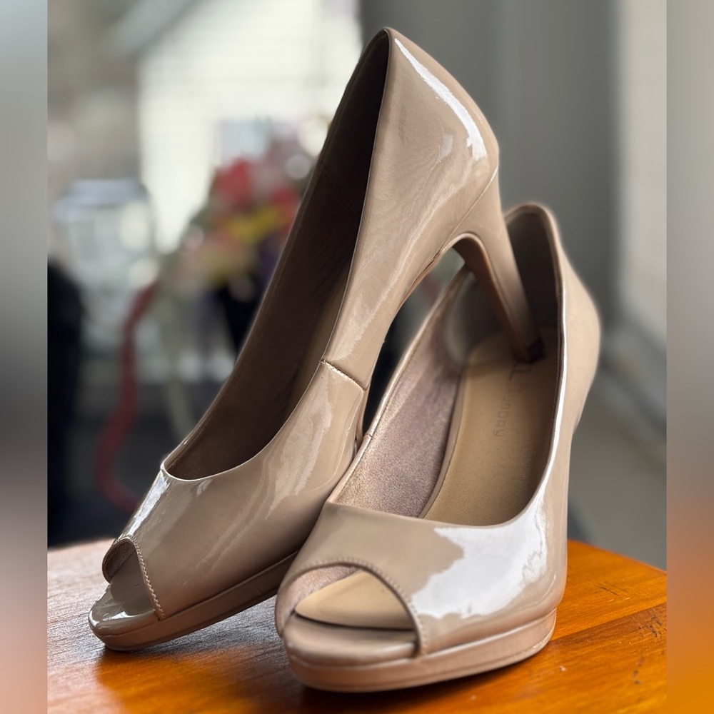 CL by Laundry Nude Patent Peep-Toe Heels